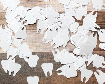 Mini Tooth Confetti, White Cardstock Die Cuts (500 Pieces)