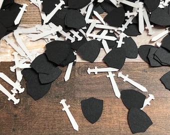 Mini Sword and Shield Die Cut Confetti ~ 500 pieces ~ Party Décor ~ Craft Supplies ~ Card Confetti ~ Unique Party Décor ~ Ready to Ship!