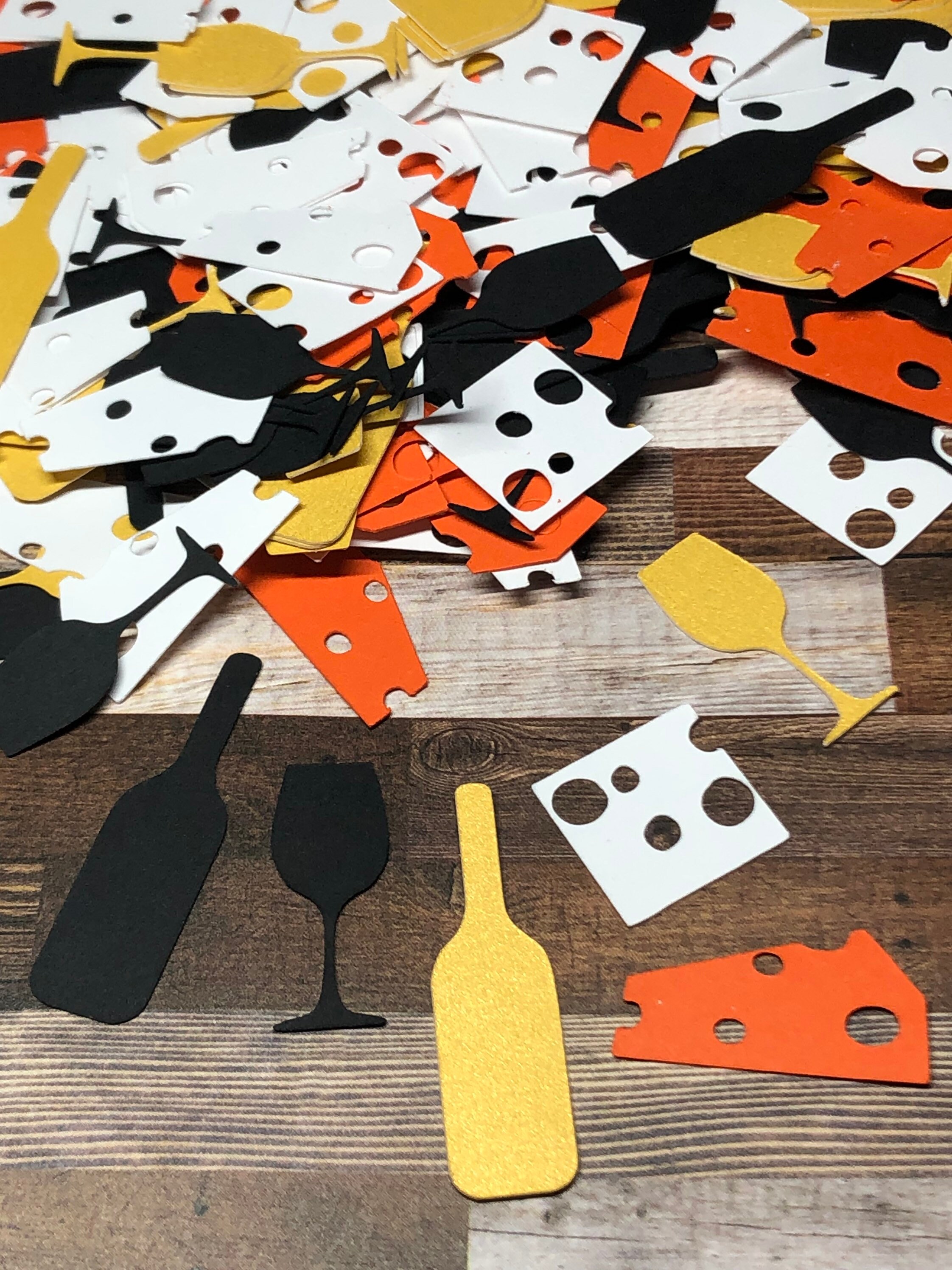Wine and Cheese Die Cut Confetti 200 pieces Wine Cheese Theme Party Dcor Birthday Special Occasion Charcutarie Night