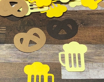 Beer and Pretzels Die Cut Confetti ~ 200 pieces ~ Beer Theme Party Decor ~ Birthday ~ Father's Day ~ Special Occasion ~ Ready to Ship!