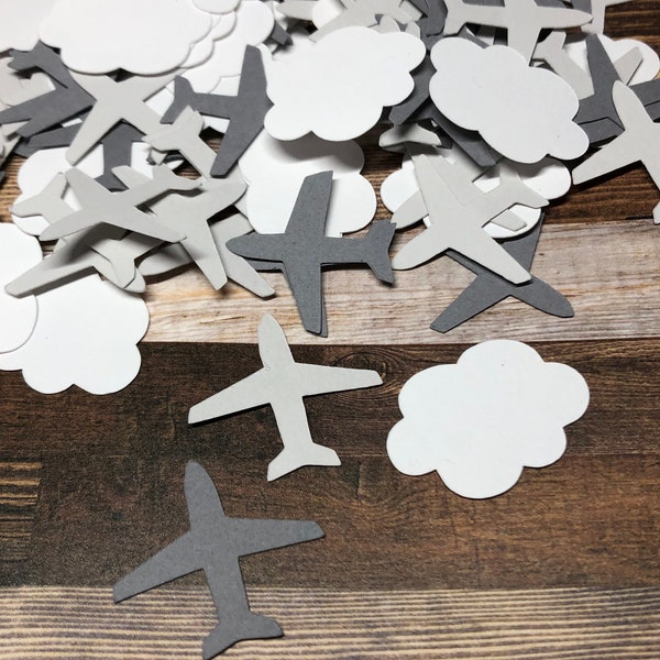 Airplane and Clouds Die Cut Confetti ~ 200 pieces ~ Airplane Adventure Theme Party Décor ~ Birthday ~ Graduation ~ Special Occasion