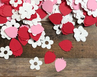 Mini Strawberry Die Cut Confetti ~ 450 pieces ~ Party Décor ~ Craft Supplies ~ Card Confetti ~ Unique Party Décor ~ Ready to Ship!