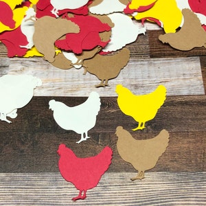 Confettis découpés avec des matrices de poulet de la ferme ~ décoration de fête sur le thème du poulet ~ anniversaire ~ baby shower ~ occasion spéciale ~ prêt à être expédié !