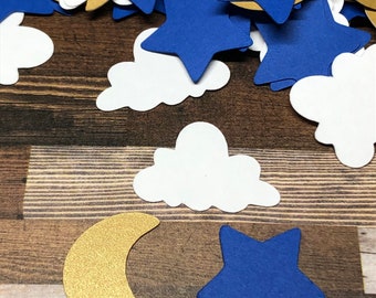 Stars, Moons & Clouds Die Cut Confetti ~ 200 pieces ~ Birthday ~ Baby ~ Special Occasion ~ Ready to Ship!