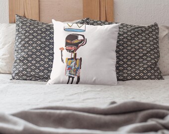 Basquiat Art Square Pillow | Vibrant Polyester Spun Masterpiece for Your Home