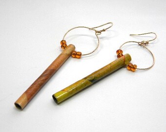 Upcycled Paper Bead and Gold Wire Earrings