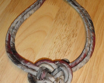 Artistic hand knotted silk cord necklace
