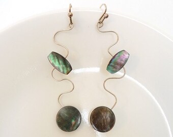 Silver Wire Mother of Pearl Bead Earrings