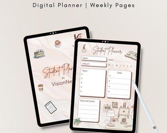 Studentenplaner Studienplaner Akademischer Planer A4 Schulkalender Printable Happy Planner Classic