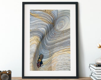 Geology Photography Print, Large Stretched Canvas Wall Art, Framed Canvas, Rolled Canvas, Comes Ready To Hang, Stripe Print, Rock Pool Print