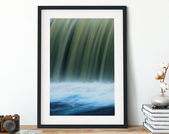 Waterfall Photography Print, Flowing Water Stretched Canvas, Abstract Framed Canvas, Rolled Canvas, Water of Leith Edinburgh, Ready To Hang