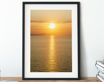 Scottish Seascape Photography Print, Sunset At Isle of Arran On Scotland's West Coast, Framed Stretched Coastal Canvas Comes Ready To Hang