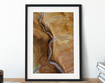 Geology Photography Print, Orange Stretched Canvas Wall Art, Large Framed Canvas That Comes Ready To Hang, Rolled Canvas, Coastal Decor