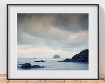 Bass Rock Photography Print, Large Scottish Seascape Stretched Canvas, North Berwick Framed Canvas Wall Art, Rolled Canvas, Ready To Hang