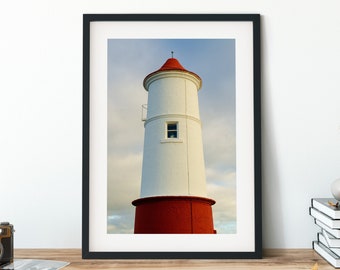 Berwick Upon Tweed Lighthouse Photography Print, Large Nautical Stretched Canvas Wall Art, Lighthouse Framed Canvas Decor, Coastal Print