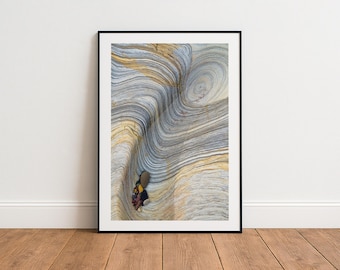 地質学写真プリント、大型ストレッチキャンバスウォールアート、フレーム付きキャンバス、ロールキャンバス、すぐに掛けられる、ストライププリント、ロックプールプリント