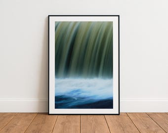 滝の写真プリント、流れる水、枠張りキャンバス、抽象的な額入りキャンバス、ロールキャンバス、エディンバラのリース川、すぐに掛けられる