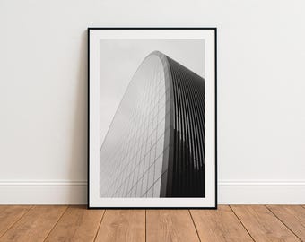 70セント・メリー・アックス・ロンドン版画、ハム缶、大型白黒キャンバス壁アート、建築写真額入りキャンバス