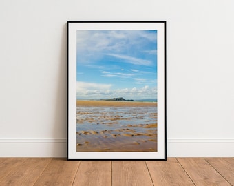 フィドラ灯台ノース・バーウィックのプリント、スコットランドの海景写真、イエロークレイグビーチ、額入りキャンバスプリント、ロールキャンバス、すぐに掛けられる