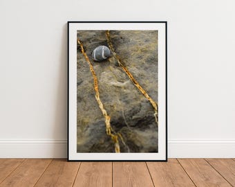 地質学写真プリント、大型ストレッチキャンバス、抽象画フレーム付きキャンバス、ロールキャンバス、すぐに掛けられる、自然写真、ゴールドライン