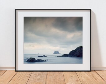 バスロックの写真プリント、スコットランドの海景の大型ストレッチキャンバス、ノース・バーウィックの額入りキャンバスウォールアート、ロールキャンバス、すぐに掛けられる