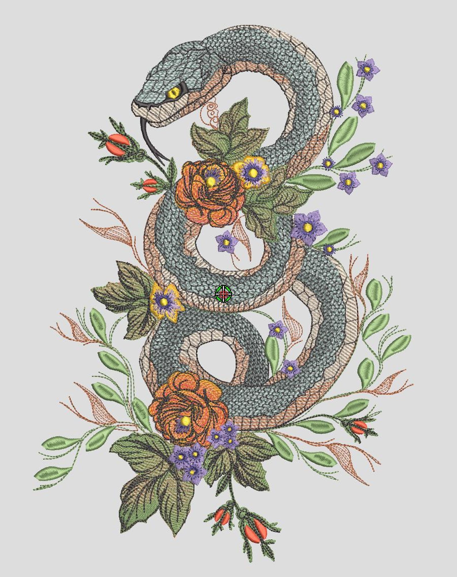 Emroidy Snake Embroidery Machine Design Snake Floral and Roses to Celebrate the Year ...