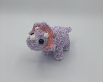 Crochet Triceratops Plushie: Handmade Amigurumi Stuffed Animal