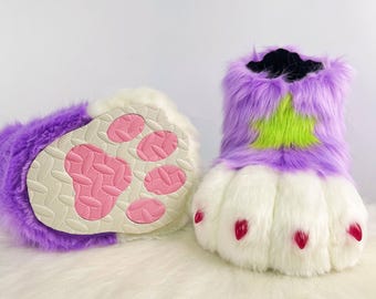 Fursuit Paws, Customized Color Boots, Soft Plush Furry Foot