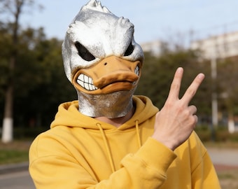 Therian Duck Mask, Cosplay Latex Masks in Gold and Silver, Funny Masks