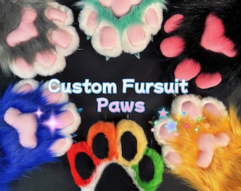 Customize with your design, For Anime Cosplay, Adorable Handmade Fursuit HandPaws, Furry Gloves, Fluffy Squeaky Animal Paws, Gift for child!