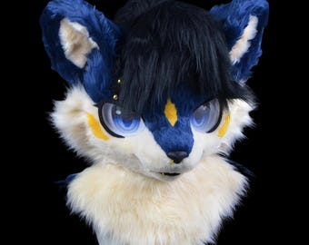 Custom Wolf Fursuit Head - Anime Style Realistic Mask for Cosplay & Furries, Fursuit Commission, Kemono Mask, Fox Headbase, Gift For Child!