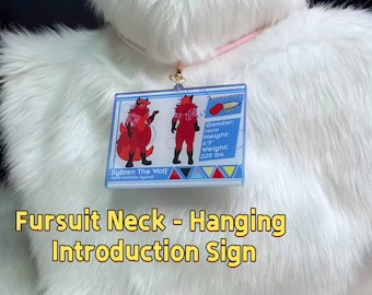 Collar de fursuit - Letrero colgante de presentación, llavero acrílico personalizado para fursuit: accesorio de cosplay