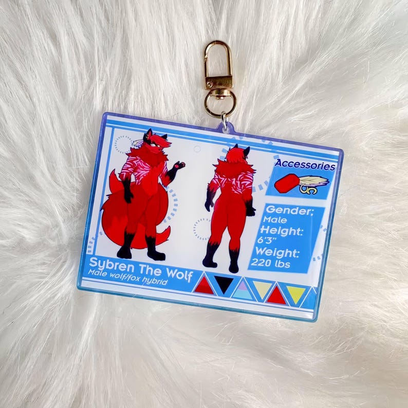 Cosplayer Introduction Character Keychain Fursuit Neck - Hanging Introduction Sign, Custom Fursona Acrylic ...