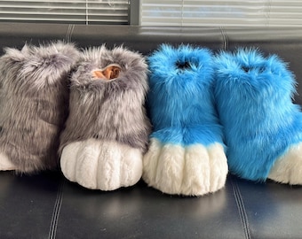 Patas de Fursuit: Botas de disfraz peludas de peluche, Patas de Therian