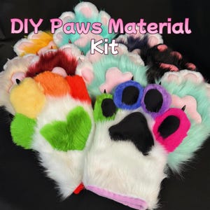 DIY Paws Material Kit, Custom Paws Yourself, Custom Fursuit Paws, Smooth Fur, Dino Paws, Fox Paws, Animal-Themed Convention, Gift for kids!