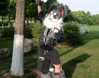 Customized Full - Set Fursuits--Tail, Paws, Head and Foot Paws, Kemono Mask, Fursona Mask Custom, Free Commission, Gift for child!