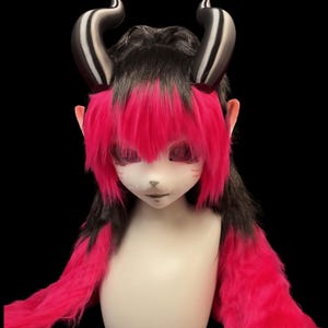 Fille fantôme - Kig Head Fursuit masque, tête Kigurumi, masque Kig Kemono, tête de masque à fourrure de style gothique, masque de costume de cosplay fait main