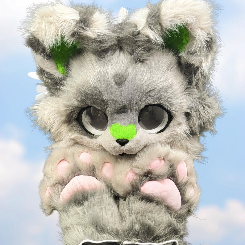 Custom Kemono Fursuit Mask: Grey Little Dog, Resin Plush - Etsy