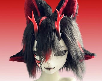 Red Devil Kigurumi Mask: Gothic Dragon Princess Fursuit
