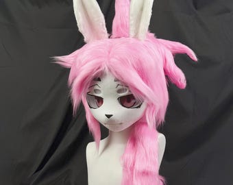Elf Fighting Rabbit Kigurumi Mask: Resin Fursuit with Tracking Eyes