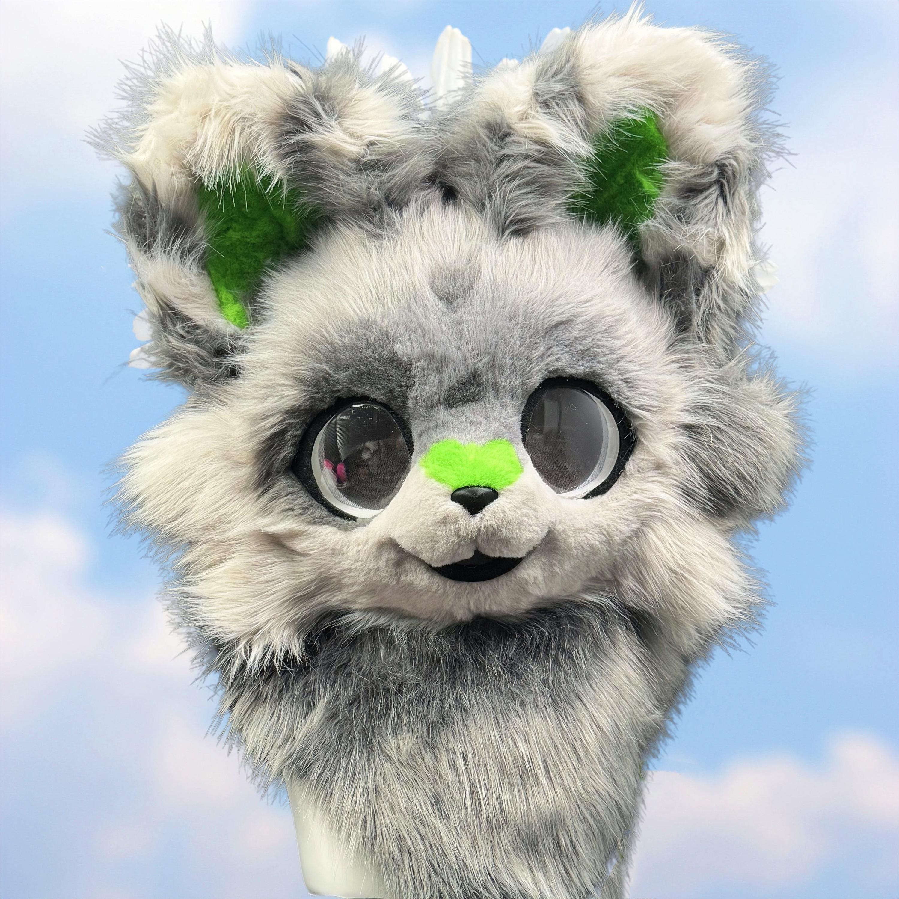 Custom Kemono Fursuit Mask: Grey Little Dog, Resin Plush - Etsy