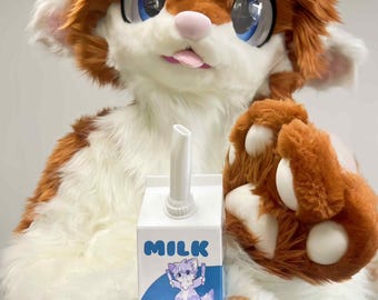 Fursuit Milk Carton Fan Accessory: Customizable Pattern Stickers, Role - playing Decorations, Cooling Fans