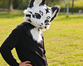 White Fursuit Feline Head, Fursuit Kemono Headbase, Fursuit Partial Commissions