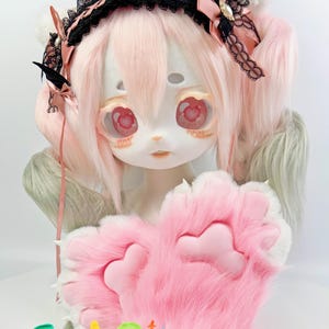 Cute Lolita Fursuit with Little Demon Wing Decorations, Kigurumi Premade Mask, Kigurumi Fursona Mask, Fursuit Mask Base, Fursuit Mask