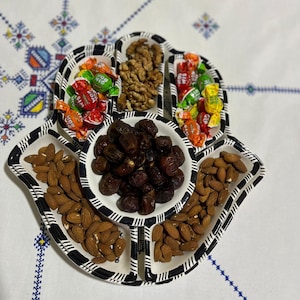 Moroccan Khamsa Ceramic Serving Tray ;Handmade Appetizer Set
