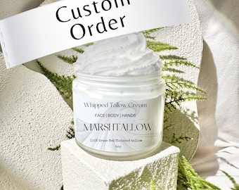 Hidratante de sebo batido personalizado / Aceites portadores y extractos personalizados / Hecho a pedido / Frascos de vidrio de 2 oz o 6 oz / Cuidado de la piel orgánico