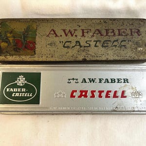 2 Vintage A.W. Faber-Castell Bleistiftdosen - Leere, Vintage Stiftebehälter, Stifteboxen, Vintage Kunst Aufbewahrung