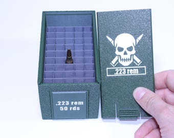Tactical Ammo Storage Box – 50 Rounds | .223 Rem / 5.56 NATO | Rugged Handmade Case for Range, EDC & Outdoor Use,present shooter, range,ipsc