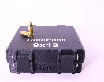 Scatola Porta Munizioni 9x19 / 9x21 – 100 Colpi |  Artigianale, Accessorio Tiro Sportivo, EDC, Outdoor, Poligono; Scritta custom sul tappo