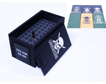 Tactical Ammo Storage Box – 50 Rounds | .223 Rem / 5.56 NATO / 9mm | Rugged Handmade Case for Range, EDC & Outdoor Use